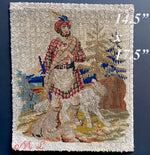 Antique Victorian Era English Needlepoint Embroidery Tapestry Panel, Wall Hanging or Pillow