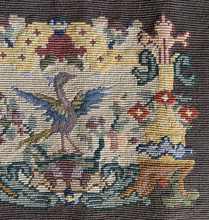 Antique French Needlepoint Panel for Pillow Top, Petitpoint Embroidery 13" x 10" Fragment