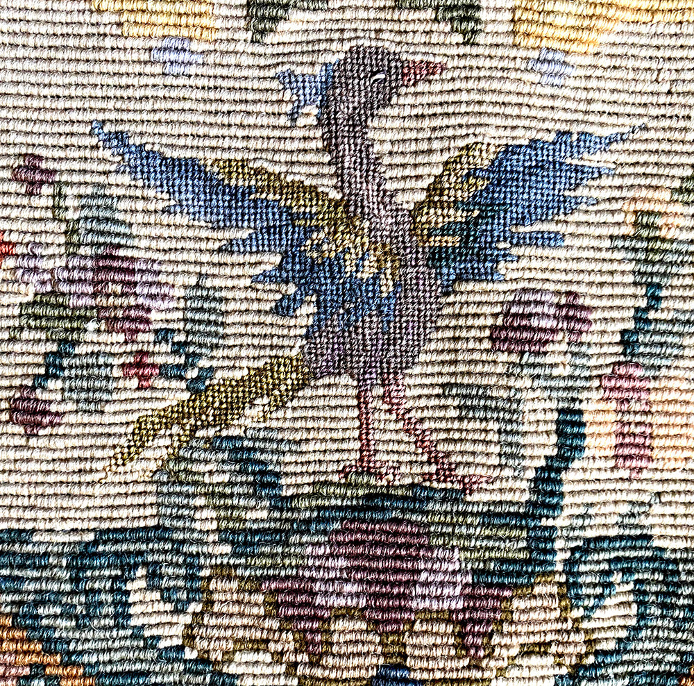 Antique French Needlepoint Panel for Pillow Top, Petitpoint Embroidery 13" x 10" Fragment