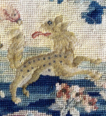 Antique French Needlepoint Embroidery Panel, Make a Pillow, 20" x 15.5", Dragon