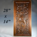 Large Antique Carved Wood Cabinet Panel, Griffen Gryphon, Mythical Neo Renaissance