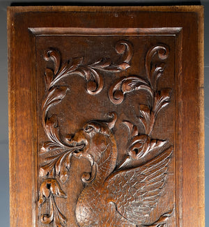 Large Antique Carved Wood Cabinet Panel, Griffen Gryphon, Mythical Neo Renaissance