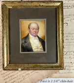 Exquisite 19th c. Antique European Gentleman Portrait Miniature, Signed, in Wood Frame