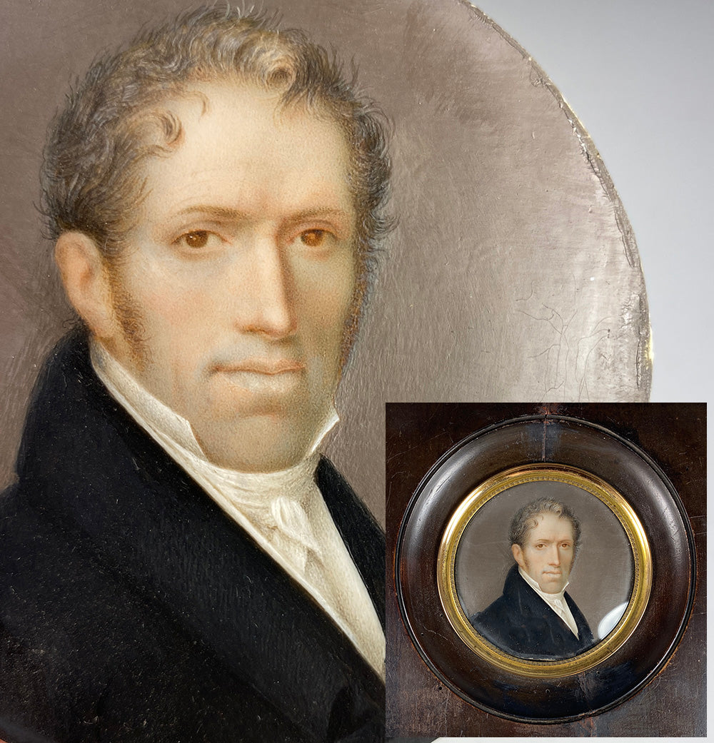 A Large Fine Antique Portrait Miniature, ID'd Mr Thomas Flack, 1778-1844, c. 1810