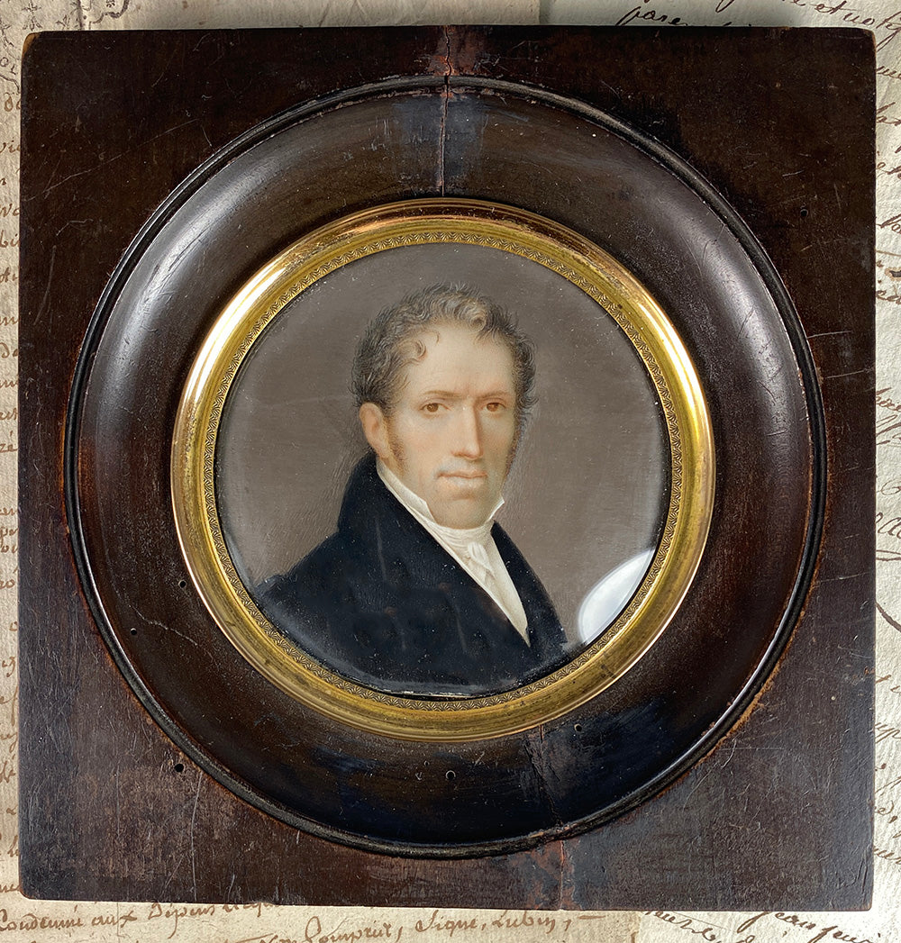 A Large Fine Antique Portrait Miniature, ID'd Mr Thomas Flack, 1778-1844, c. 1810