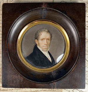 A Large Fine Antique Portrait Miniature, ID'd Mr Thomas Flack, 1778-1844, c. 1810