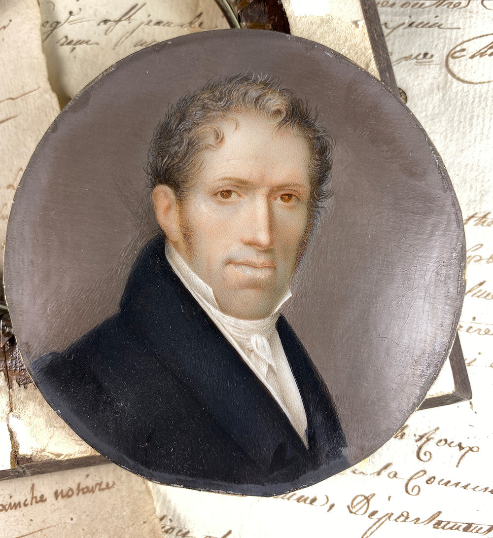 A Large Fine Antique Portrait Miniature, ID'd Mr Thomas Flack, 1778-1844, c. 1810