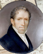 A Large Fine Antique Portrait Miniature, ID'd Mr Thomas Flack, 1778-1844, c. 1810