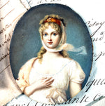 Antique French Grand Tour Miniature Portrait of Queen Louise of Prussia, Gutta Percha Frame