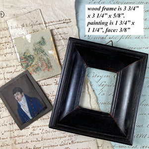 Tiny 18th Century Portrait Miniature Young Man Incroyables et Marveillius Blue Top Coat
