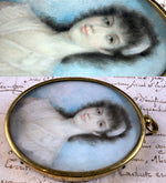 Antique French Pair of Portrait Miniatures, Beautiful Young Sisters circa 1790-1830s