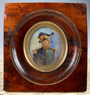 RARE Antique French Portrait Miniature, Military Officer Uniform, Legion of Honor