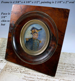 RARE Antique French Portrait Miniature, Military Officer Uniform, Legion of Honor