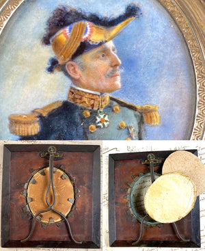 RARE Antique French Portrait Miniature, Military Officer Uniform, Legion of Honor