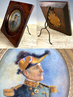 RARE Antique French Portrait Miniature, Military Officer Uniform, Legion of Honor