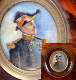 RARE Antique French Portrait Miniature, Military Officer Uniform, Legion of Honor