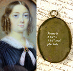 Superb Antique French c.1830s Portrait Miniature, Beautiful Young Woman w Jewelry