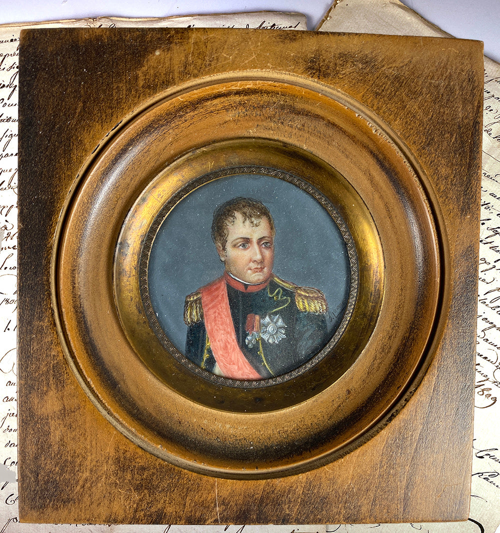 Antique Grand Tour Souvenir Portrait Miniature of Napoleon Bonaparte aprés Robert Lefèvre