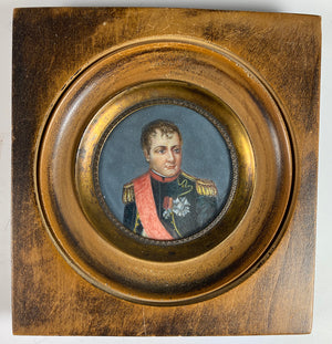 Antique Grand Tour Souvenir Portrait Miniature of Napoleon Bonaparte aprés Robert Lefèvre