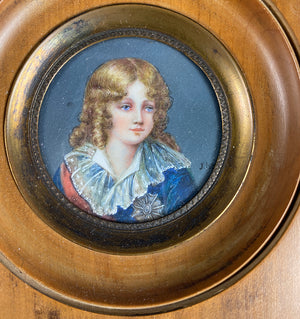 Antique Grand Tour Souvenir Portrait Miniature of Napoleon's Only Son, Child, King of Rome