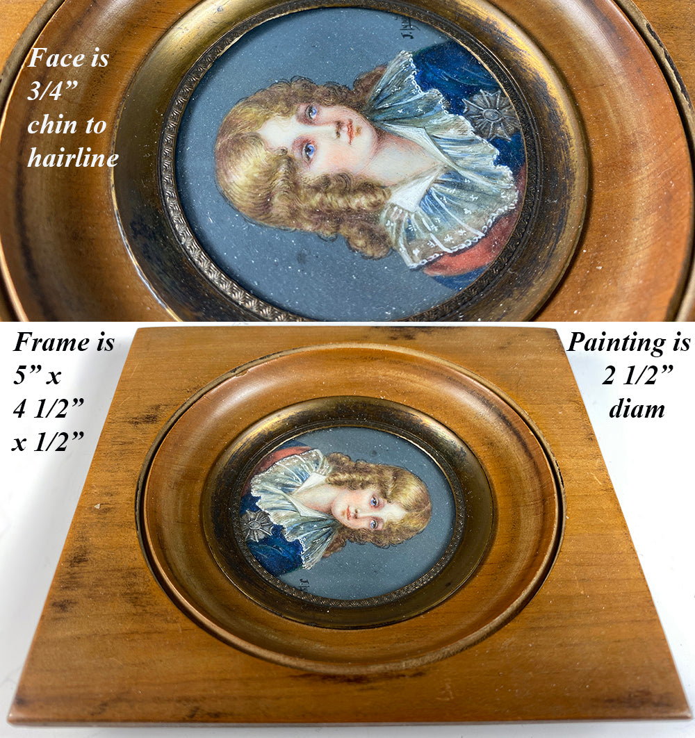 Antique Grand Tour Souvenir Portrait Miniature of Napoleon's Only Son, Child, King of Rome