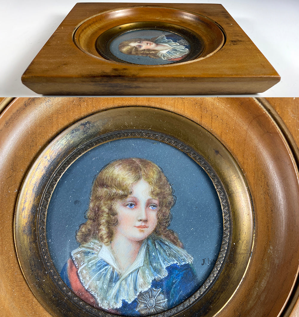 Antique Grand Tour Souvenir Portrait Miniature of Napoleon's Only Son, Child, King of Rome