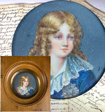 Antique Grand Tour Souvenir Portrait Miniature of Napoleon's Only Son, Child, King of Rome