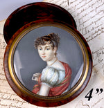 Duchess c.1800 Large 4" Antique French ID'd Portrait Miniature Table Snuff or Powder Jar, Box