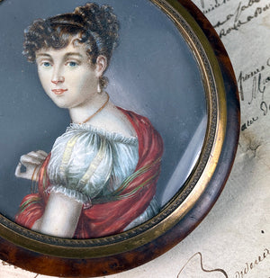 Duchess c.1800 Large 4" Antique French ID'd Portrait Miniature Table Snuff or Powder Jar, Box