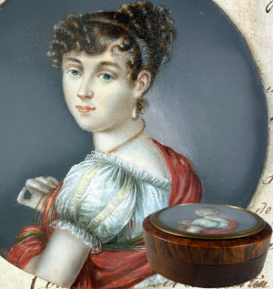 Duchess c.1800 Large 4" Antique French ID'd Portrait Miniature Table Snuff or Powder Jar, Box