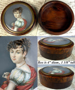 Duchess c.1800 Large 4" Antique French ID'd Portrait Miniature Table Snuff or Powder Jar, Box