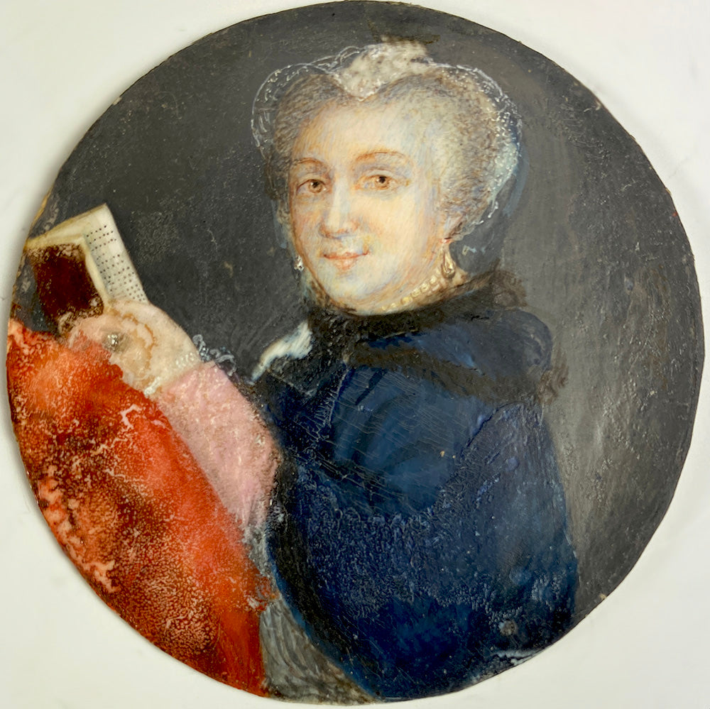 Rare Antique Snuff Box Antique French Portrait Miniature, Madame Pompadour Louis XV Mistress