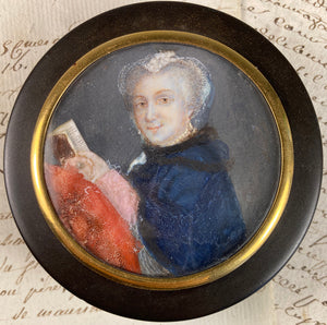 Rare Antique Snuff Box Antique French Portrait Miniature, Madame Pompadour Louis XV Mistress