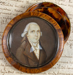 Antique French 18th Century Portrait Miniature Snuff Box, Gentleman in Burl Wood