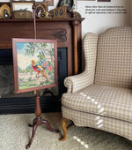 Antique Edwardian to Victorian era Needlepoint Adjustable Pole Fire Screen, Golden Pheasant Tapestry