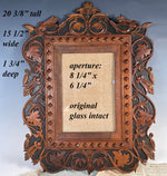 Fine Swiss Black Forest Hand Carved 20 3/8" Tall Wood Wall Frame, Ivy Vines and Leaves