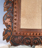 Fine Swiss Black Forest Hand Carved 20 3/8" Tall Wood Wall Frame, Ivy Vines and Leaves