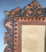 Fine Swiss Black Forest Hand Carved 20 3/8" Tall Wood Wall Frame, Ivy Vines and Leaves