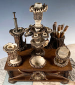 RARE 14" Antique Black Forest Antler Art Smoker's Stand, Cigar and Pipe, Drawer and Match Stand, etc