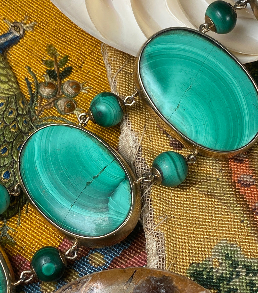 Large Heavy 19th Century Russian Malachite and Silver with Gold Vermei –  Antiques & Uncommon Treasure