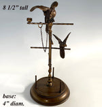 Extra Large 8.5" Tall Antique French Spool or Jewelry Stand with Parrot and Dove