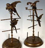 Extra Large 8.5" Tall Antique French Spool or Jewelry Stand with Parrot and Dove