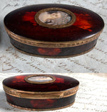 Antique French Portrait Miniature Tortoise Shell Snuff or Patch Box, Souvenir of Marie-Antoinette