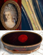 Antique French Portrait Miniature Tortoise Shell Snuff or Patch Box, Souvenir of Marie-Antoinette