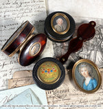 Antique French Portrait Miniature Tortoise Shell Snuff or Patch Box, Souvenir of Marie-Antoinette