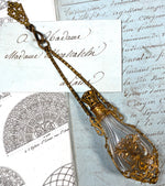 Antique French 19th Century Chatelaine Teardrop Scent Bottle, Dore Bronze and Baccarat Perfume