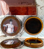 RARE Jean-Urbain Guérin 1808 Portrait Miniature, French Empire Museum Quality Painting, 4" Snuff Box Mount