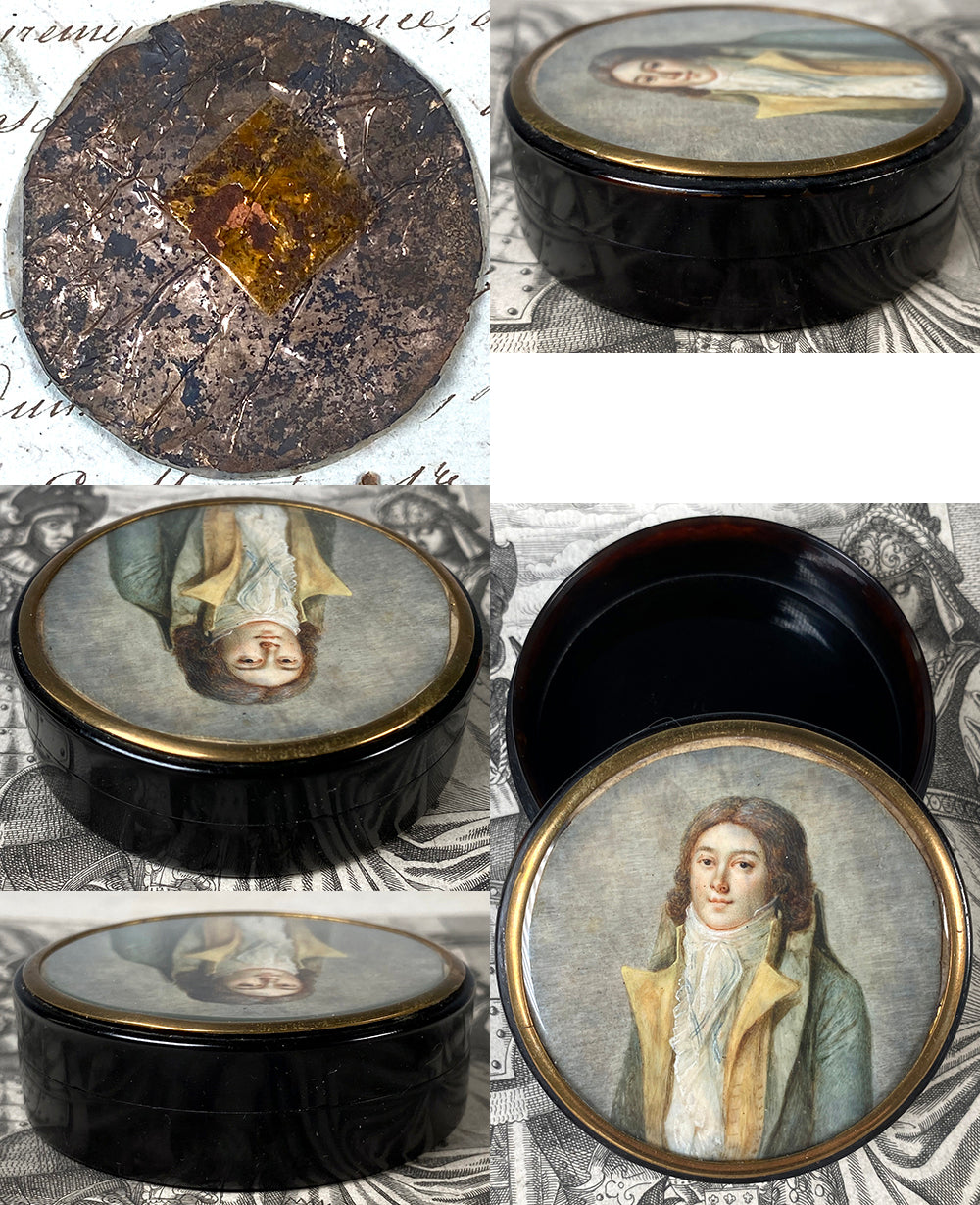 Tortoise Shell Snuff Box 18th Century Portrait Miniature 18k & Tortoise Shell Snuff Box Young M ...