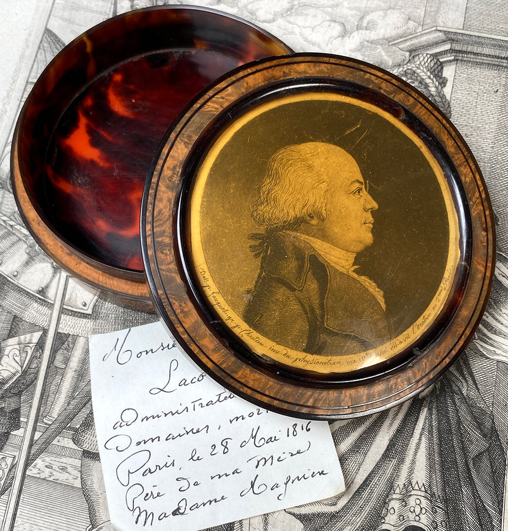 Antique French 18th Century Intaglio Portrait Miniature on Superb Burl ...