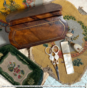 RARE Superb c.1800-20 Antique French Palais Royal Sewing Set, Mother of Pearl, 18k Gold in Necessaire Etui